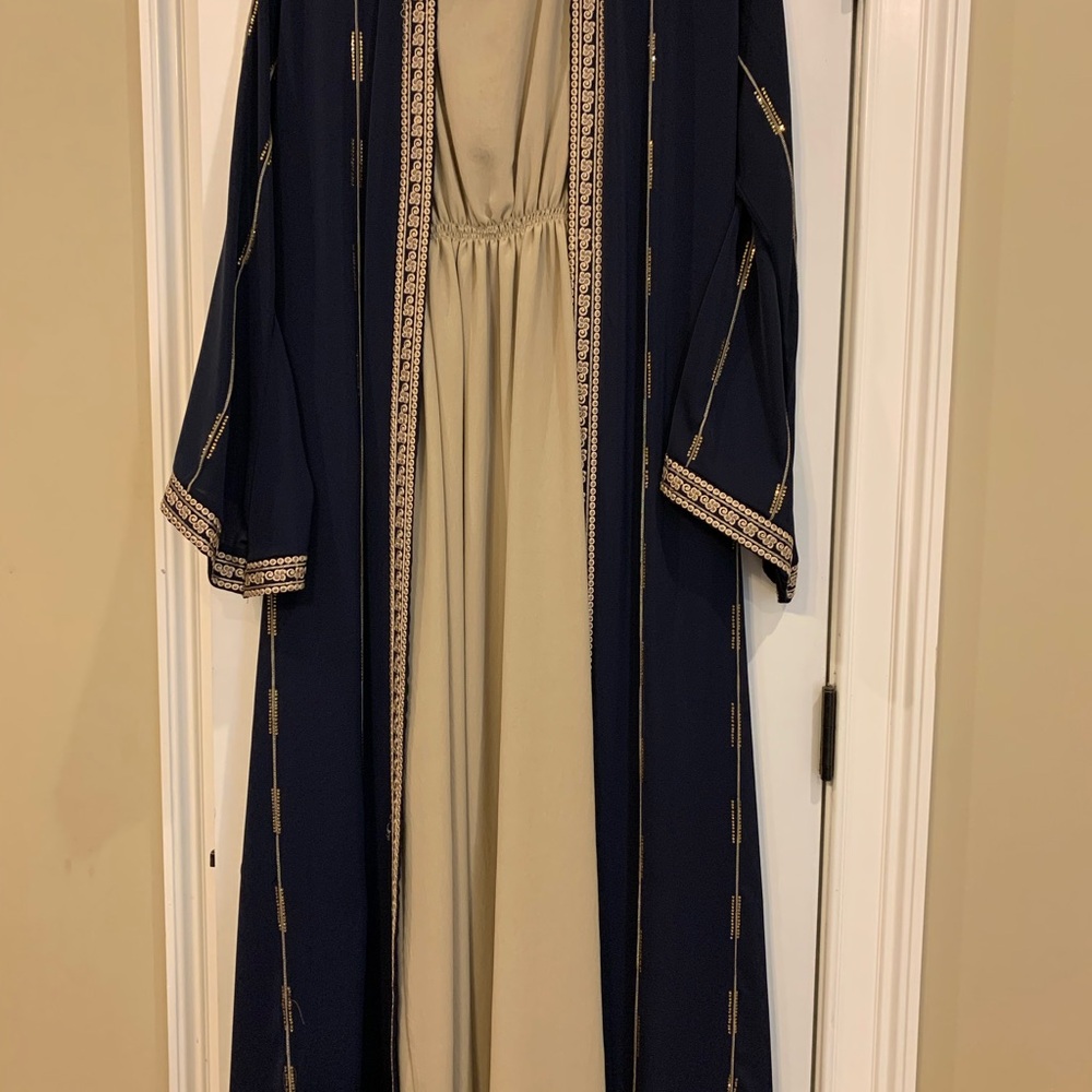 Navy blue abaya set Eid abaya